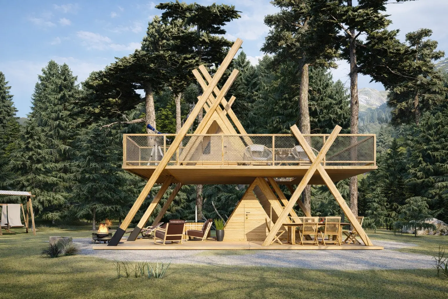 Frontal architectural view of ANA Glamping Tower