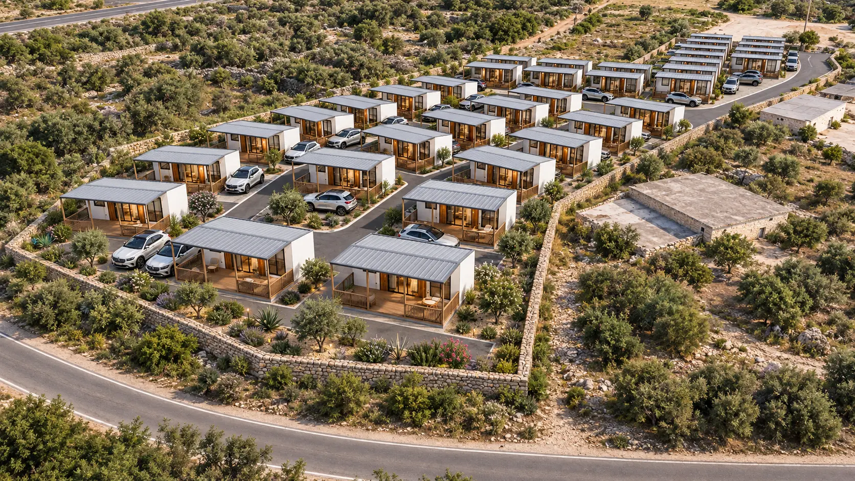 La Playa Camp Resort daylight aerial masterplan visualization
