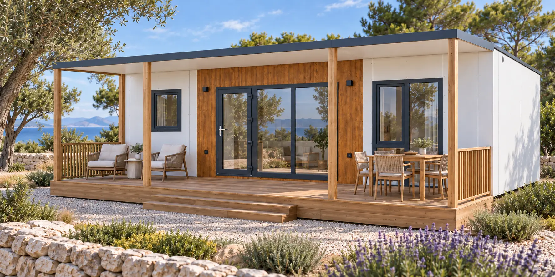La Playa mobile home and Mediterranean landscape visualization