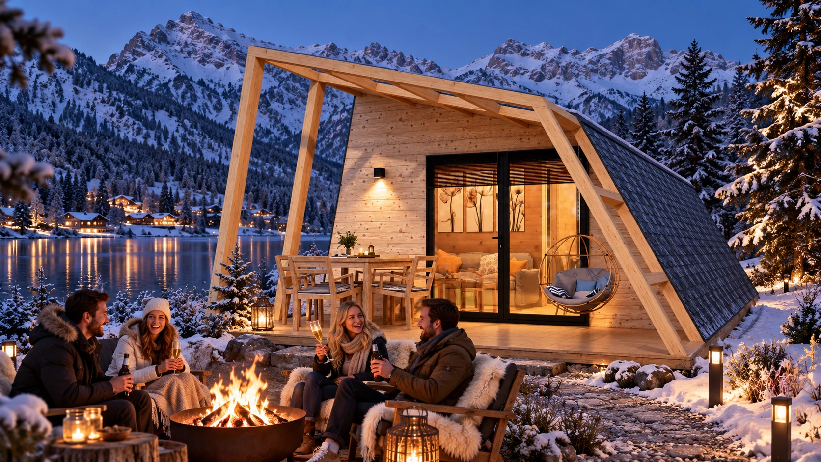ZALA Glamping Pod winter evening visualization
